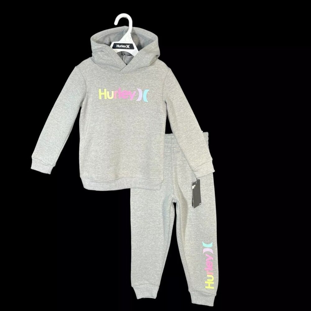 Hurley Toddler‎ Girl's Fleece Hoodie & Sweatpants Set 4T Gray Warm & Cozy Fabric